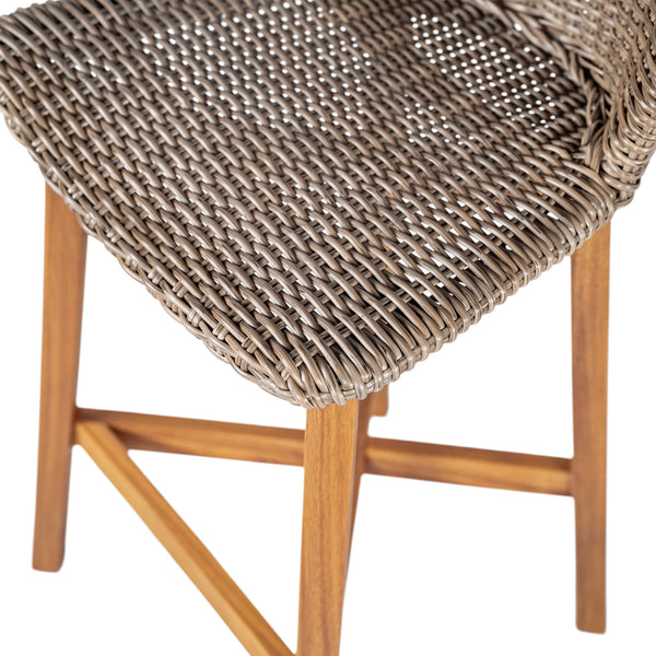 English Elm Christopher Knight Home® - Lymington Outdoor Bar Stool Set of 2 — Durable Acacia & Wicker Craft, Ergonomic 105° Backrest Comfort Light Brown,Teak N775P278094B