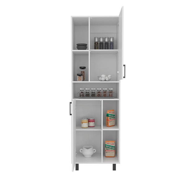 English Elm Bentonia Pantry Cabinet White – Engineered Wood, Adjustable Shelves, Slim 43.7" L x 20.5" W storage B092P315580