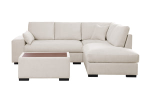 English Elm Joviel Woven Fabric Sectional with Chaise Ottoman Pocket Coil Living Room Sofa Beige B2749S00264