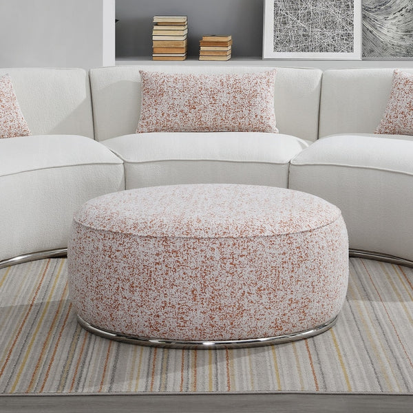 English Elm Pink Boucle Ottoman with Metal Frame and Pocket Coil Seat, Sturdy Wood Inner Support, 39" Square B062P215459