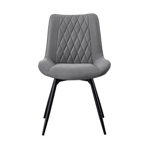 English Elm Set Of 2 Swivel Side Chairs - Grey Leatherette Upholstered Retro-Modern Dining Room Seating B016P369806-GIGA