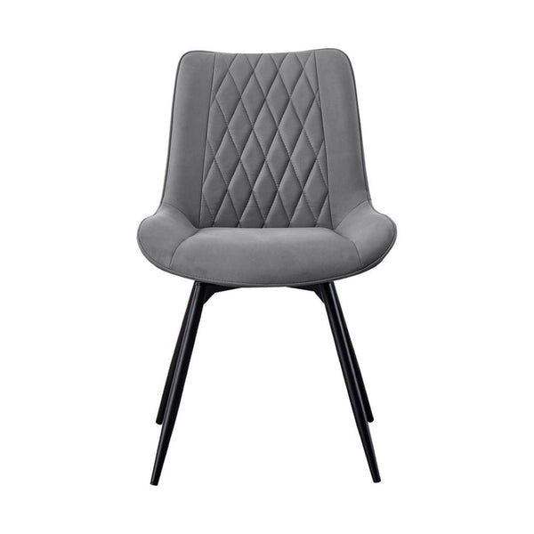 English Elm Set Of 2 Swivel Side Chairs - Grey Leatherette Upholstered Retro-Modern Dining Room Seating B016P369806-GIGA