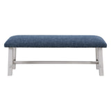 OSP Home Furnishings Callen Bench Navy, White Wash base