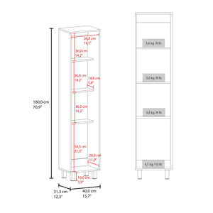 English Elm Vernon Narrow Freestanding Storage Cabinet with Interior Shelving and Broom Hooks Dark Walnut B097P474305