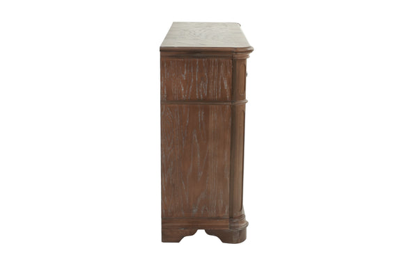 English Elm Traditional Elegant Server with Spacious Drawers and Cabinet Storage for Dining Room Organization and Style Oak 27 L x 44 W x 59 H B011P395600