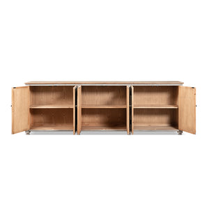 English Elm Colette Reclaimed Pine Six Door Sideboard Wide Farmhouse Storage for Dining Rooms B2719P489278
