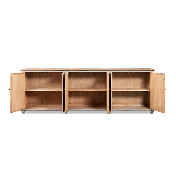 English Elm Colette Reclaimed Pine Six Door Sideboard Wide Farmhouse Storage for Dining Rooms B2719P489278