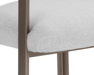 Sunpan Mae Dining Armchair - Elegant Barrelback Design with Gold Powder Coated Steel Base for Modern Homes Ernst Silverstone