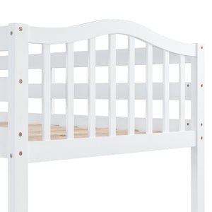 English Elm Twin Loft Bed with Desk Drawers Cabinet Shelves Solid Pine Wood White Finish LT0001505AAK-1