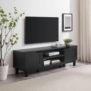 English Elm Walker Edison - Modern 2-Door Open Storage TV Stand in Solid Black – Warp-Resistant MDF, Cord Management, 65" TV Ready B185P168960