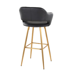 English Elm 30" Glam Faux Leather Barstools with Gold Metal Base and Cut-out Back Set of 2 B202S00617