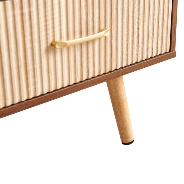 English Elm Rectangle Coffee Table With Solid Wood Legs, Modern Design, Storage Drawer, Walnut Finish Elegance W1265P236869-GIGA