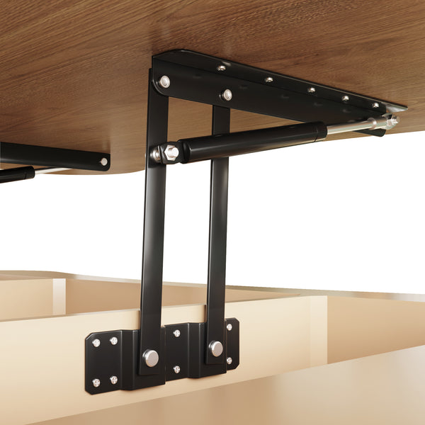 English Elm Lift Top Coffee Table with Fluted Panels Hidden Storage and Hydraulic Rise for Living Rooms W1445P317476