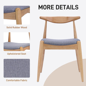 English Elm 5-piece Mid-century Modern Dining Set Rubberwood Table Splayed Legs Cushioned Chairs Gray,White Oak N759S002002L