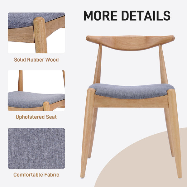 English Elm 5-piece Mid-century Modern Dining Set Rubberwood Table Splayed Legs Cushioned Chairs Gray,White Oak N759S002002L