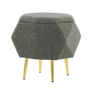 English Elm Ottoman Upholstered Storage Footrest with Metallic Legs for Living Room Bedroom Gold,Green B202P471507