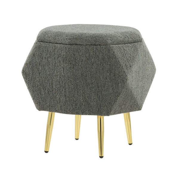 English Elm Ottoman Upholstered Storage Footrest with Metallic Legs for Living Room Bedroom Gold,Green B202P471507