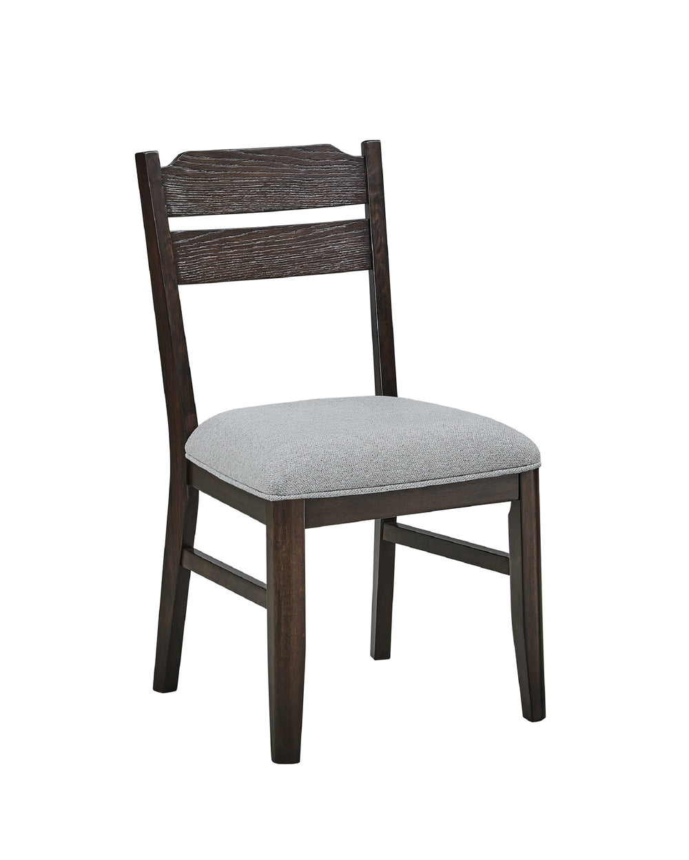 English Elm 2pc Dark Oak Dining Chairs with Gray Upholstered Seats, Solid Wood Frame, Stylish Comfort & Durability B2741P370879