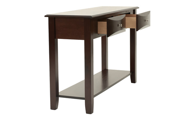 English Elm Classic Modern wooden coffee table with Ogumi veneer top, drawers & lower shelf for stylish storage Antique Black,Espresso 51 L x 21 W x 10 H B011P395607