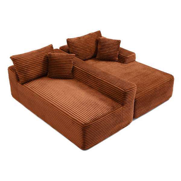 English Elm 105'' Modular L-shape Sectional Corduroy Couch Deep Seat Chaise Living Room Lounge W1117S00391