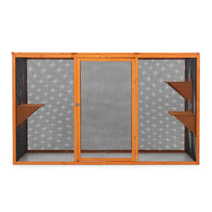 English Elm Detachable Cat Enclosure with Waterproof Roof Three Climb Platforms Patio Ready W2181P181958