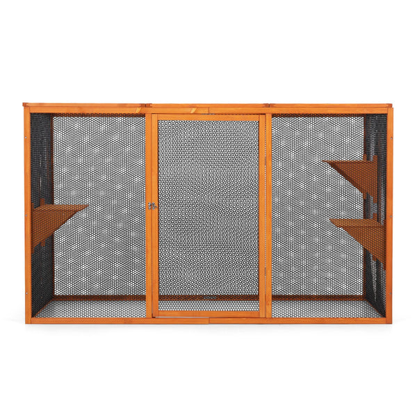 English Elm Detachable Cat Enclosure with Waterproof Roof Three Climb Platforms Patio Ready W2181P181958