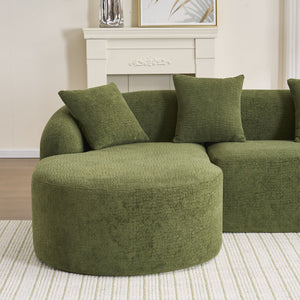 English Elm Compression Compression Sponge Sofa Curved Modular Sectional with 30D High-Density Chenille Sleeper for Cozy Apartment Living Room Comfort and Safe Rounded Design Antique Green,Green W2231S00031