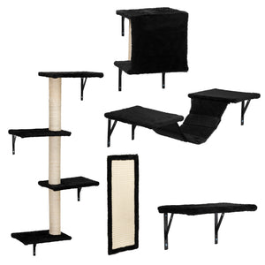 English Elm Cat Wall Mounted Climbing Set Five Piece Modular Perch System for Modern Interiors W2181P357564