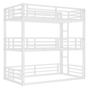 English Elm Twin Metal Triple Bunk Bed With Safety Guardrails, Heavy-Duty Space-Saving Design For Kids & Dorms W1580S00164-GIGA