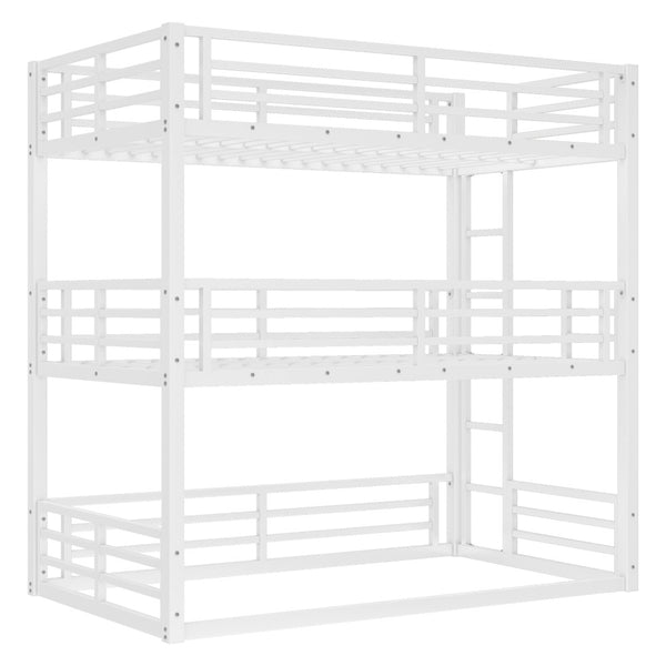 English Elm Twin Metal Triple Bunk Bed With Safety Guardrails, Heavy-Duty Space-Saving Design For Kids & Dorms W1580S00164-GIGA