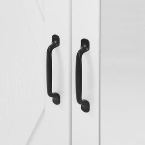 English Elm 2 Door White Wardrobe Closet with Mirror Hanging Rod Drawers and Auto Interior Light W409P167477