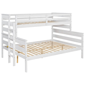 English Elm Wood Twin Xl Over Queen Bunk Bed With Ladder - Stylish Space-Saving Design For Kids & Guests! GX000446AAK-1-GIGA