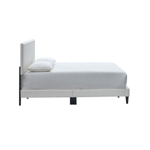 English Elm Baron Full Bed Frame with Faux Leather Upholstery, Slat Support, Adjustable Headboard Height, Fits 7–13" White 26.37 L x 60.39 W x 7.28 H B078P380178