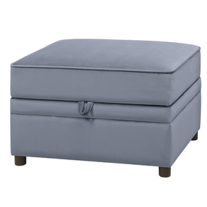 English Elm Grey Rectangle Storage Ottoman with Velvet Upholstery, Lift-Lid Safety Hinge, Plush Seat & Hidden Space B062P186558