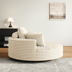 English Elm 55''l 55'l Faux Rabbit Fur Corduroy Swivel Chair Fluffy Foam Lounge Seat for Living Room W834S00445