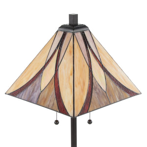 English Elm 30" Tiffany Style Table Lamp Emerald Stained Glass Bronze Frame Warm Ambient Glow B202P471586