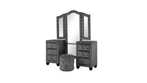 English Elm Encore Modern Upholstered Queen 4Pc Bedroom Vanity Set With Tufted Headboard & Stylish Storage Solutions B009S01729