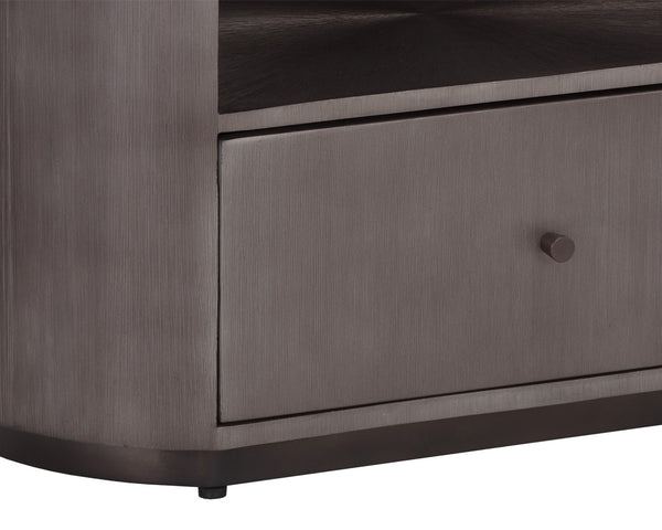 Sunpan Siena Nightstand - Handcrafted Iron Frame with Unique Finish and Ample Storage for Elegant Bedrooms Oval - 30W x 18D x 28H