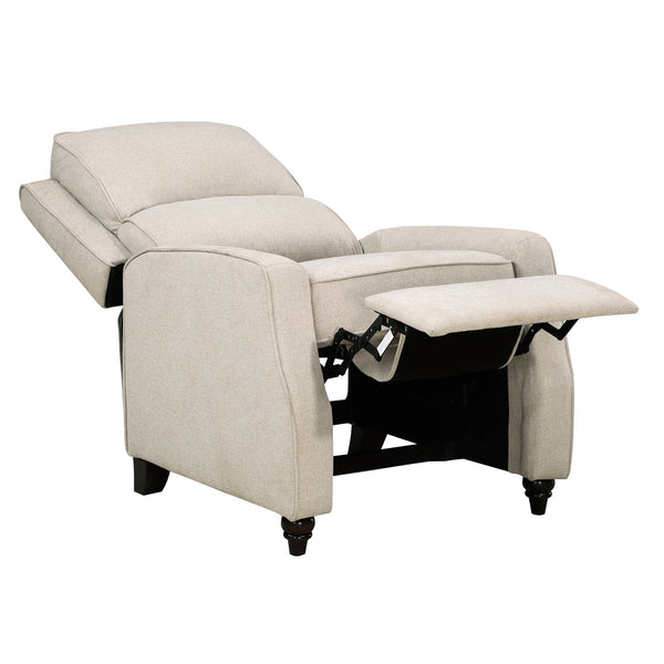 English Elm Beige Loveland Push-Back Recliner Chair with Textured Fabric, Dark Wood Legs, Transitional Comfort B011P395861