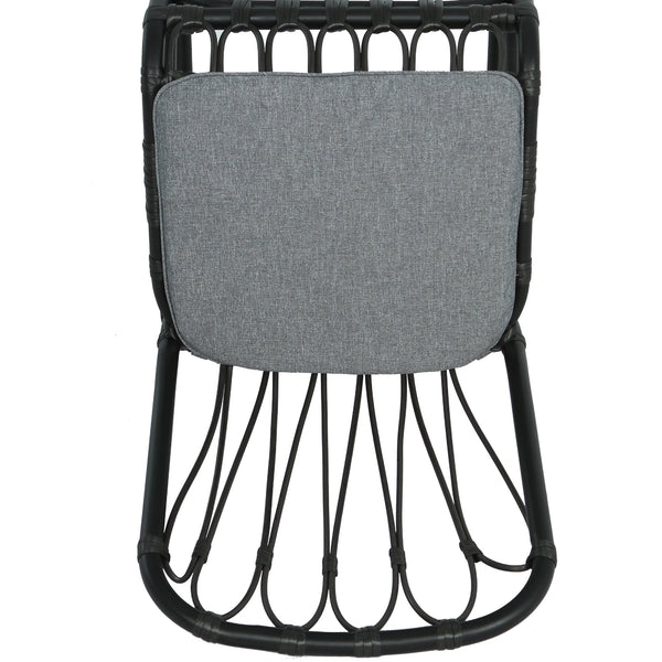 English Elm Christopher Knight Home® - Outdoor Hand-Woven PE Rattan Patio Dining Chairs Set of 2 with Iron Frame 400lb Capacity, No Assembly Required Black+ Gray N762P236169G