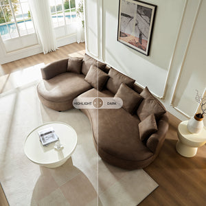 English Elm 128.74 Inch Modern Curved Sectional Sofa - 5-Seat Leathaire Couch For Stylish Living Rooms & Offices W2582S00140