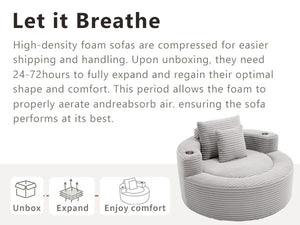 English Elm Round Cloud Sectional Sofa Bed with Memory Foam Cushions for Studio Living Spaces Grey W3224P444288
