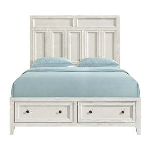 English Elm Wallace & Bay - Gypsum Whitewash Queen Storage Bed with Two Spacious Footboard Drawers, Durable Classic Wood Design B361S00024
