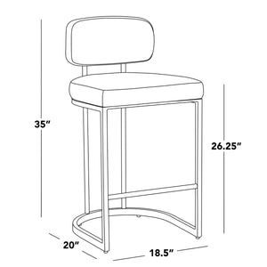 English Elm Fixed-height Barstools Powder Coated Steel Frame Brown Upholstered Seat Set of Two B202P471215