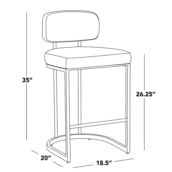English Elm Fixed-height Barstools Powder Coated Steel Frame Brown Upholstered Seat Set of Two B202P471215