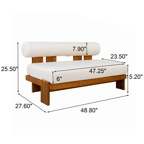 English Elm Patio Acacia Wood Loveseat and Coffee Table Set for Outdoor Lounge Spaces N776P387848B