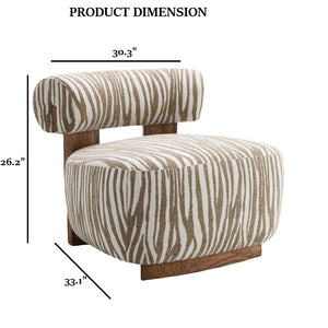 English Elm 1Pc Accent Chair - Beige Zebra Stripe Fabric With High-Density Foam & Walnut Legs For Modern Living Spaces B2741P401400