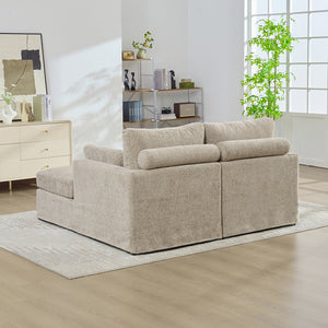 English Elm 63.39" Chenille Convertible Sofa Bed with Pocketed Spring Cushions for Modern Living Spaces Taupe W3189S00031