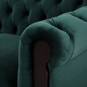 English Elm Christopher Knight Home® - VIVALUX Chesterfield Velvet Loveseat Sofa with Rolled Arms Tufted Buttons Plush 2-Seater Comfort 59.4" Dark Green N762P178705F