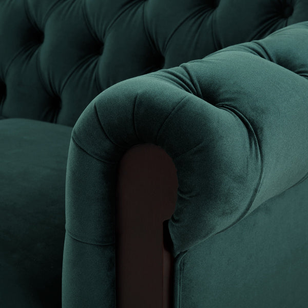 English Elm Christopher Knight Home® - VIVALUX Chesterfield Velvet Loveseat Sofa with Rolled Arms Tufted Buttons Plush 2-Seater Comfort 59.4" Dark Green N762P178705F